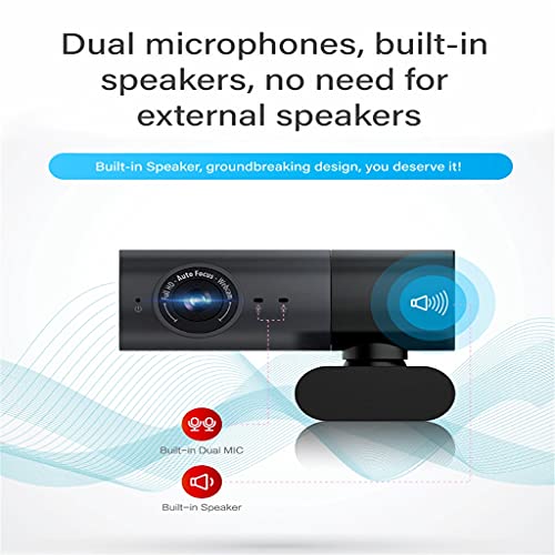 1080P Webcam with Built-In Microphone & Speaker