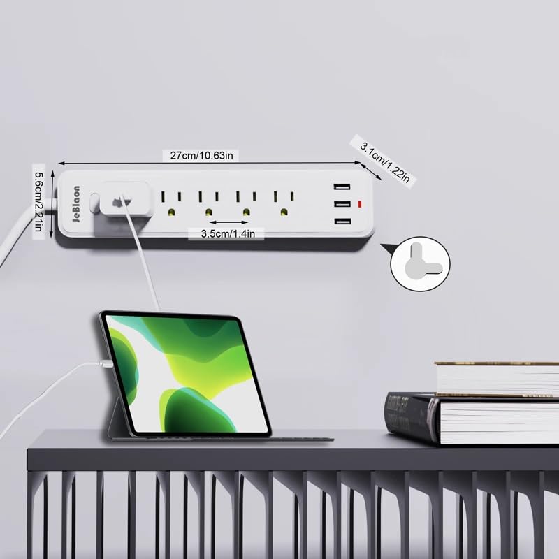 6-Outlet Power Strip with USB Fast Charging & 6ft Extension Cord