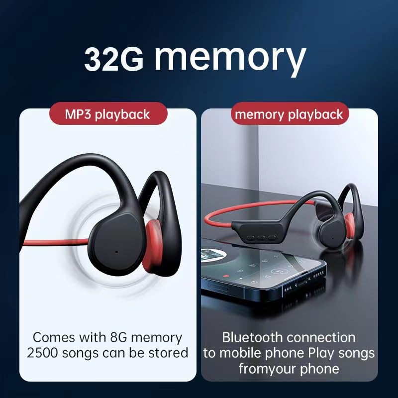 IPX8 Bone Conduction Headphones with 32GB Storage & 8-Hour Battery