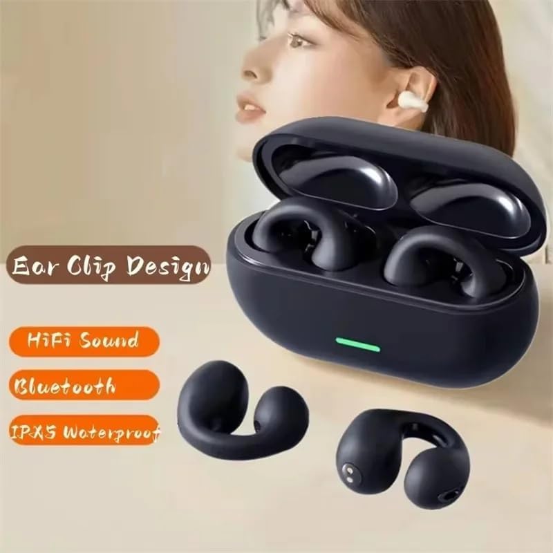 Bluetooth 5.3 Ear Clip Wireless Earbuds with Charging Case