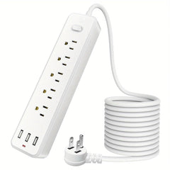 6-Outlet Power Strip with USB Fast Charging & 6ft Extension Cord