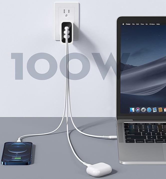 67W/100W 3-Port USB-C GaN Fast Charger