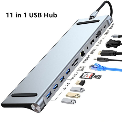 11-in-1 USB-C Hub with 4K HDMI, Ethernet, Card Readers & Power Delivery