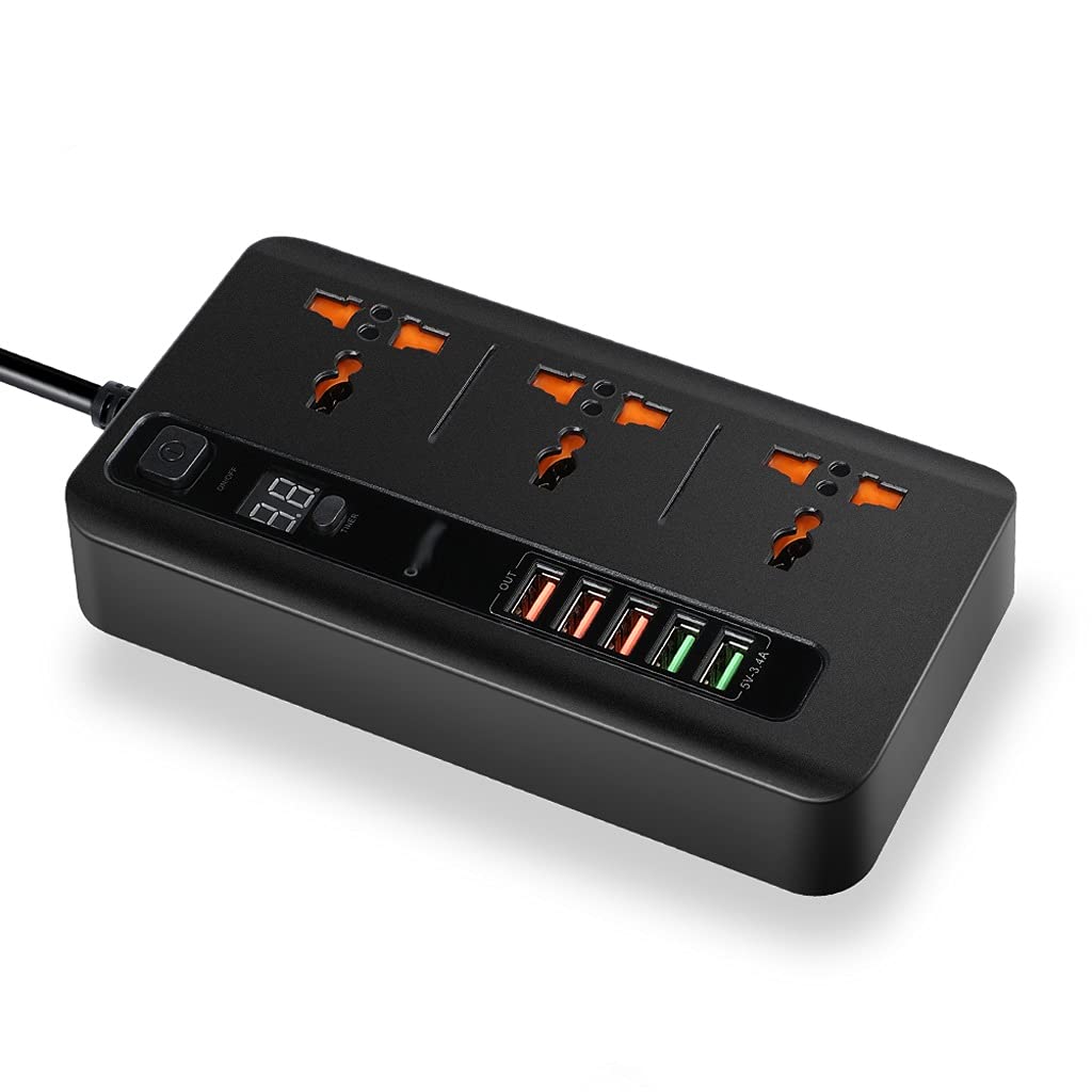 3-Outlet Power Strip with USB Charging & Timer Switch