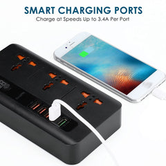 3-Outlet Power Strip with USB Charging & Timer Switch
