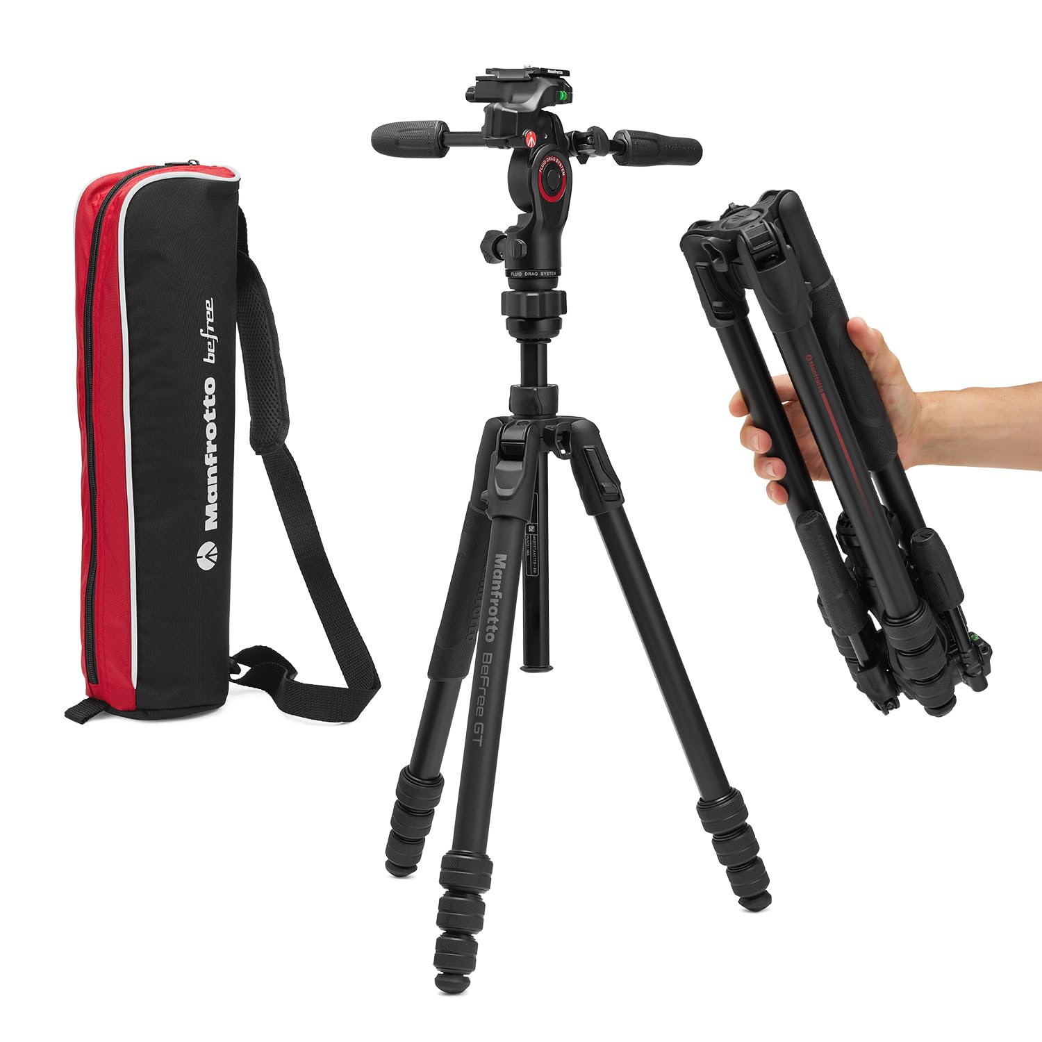 Compact Aluminum Camera Tripod with Fluid Head