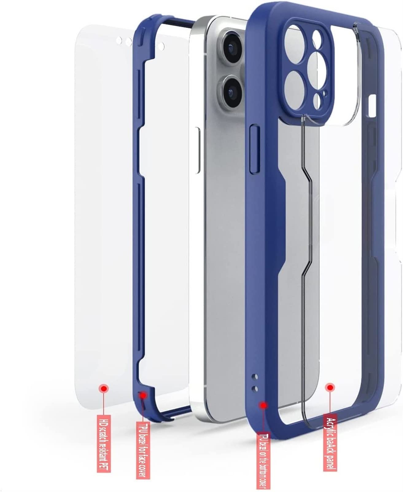 360° Clear Protective Case with Screen Protector for iPhone 13