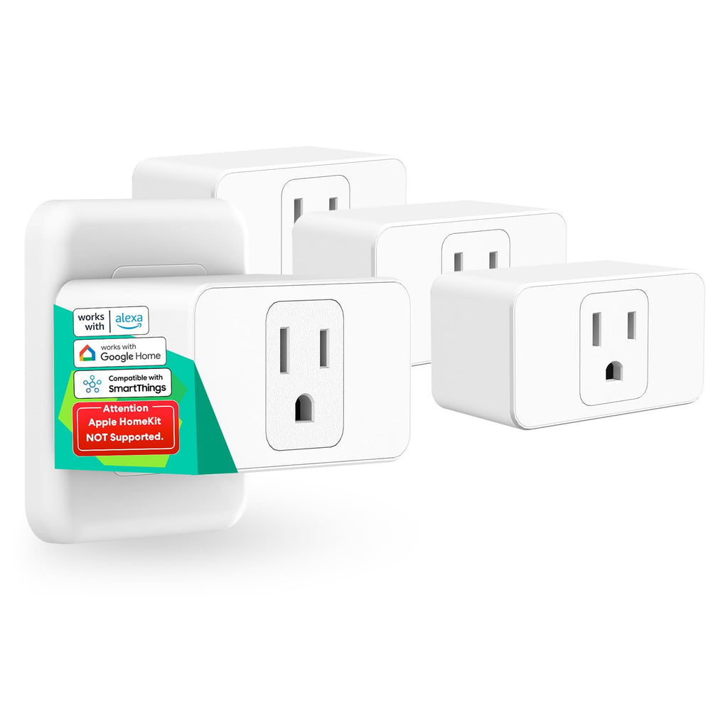 Wi-Fi Smart Plug 4-Pack with App & Voice Control