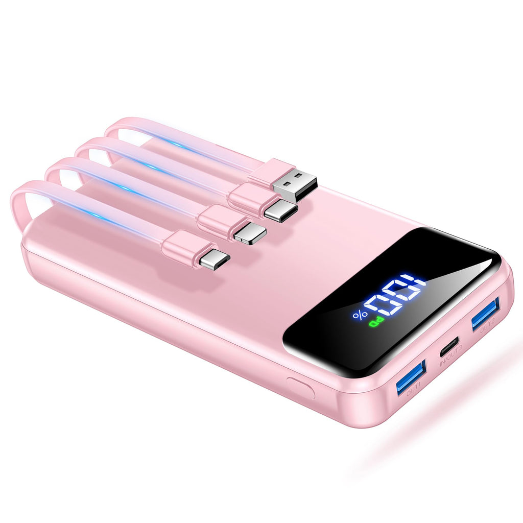 50,000mAh 22.5W Fast-Charging Power Bank with Built-In Cables