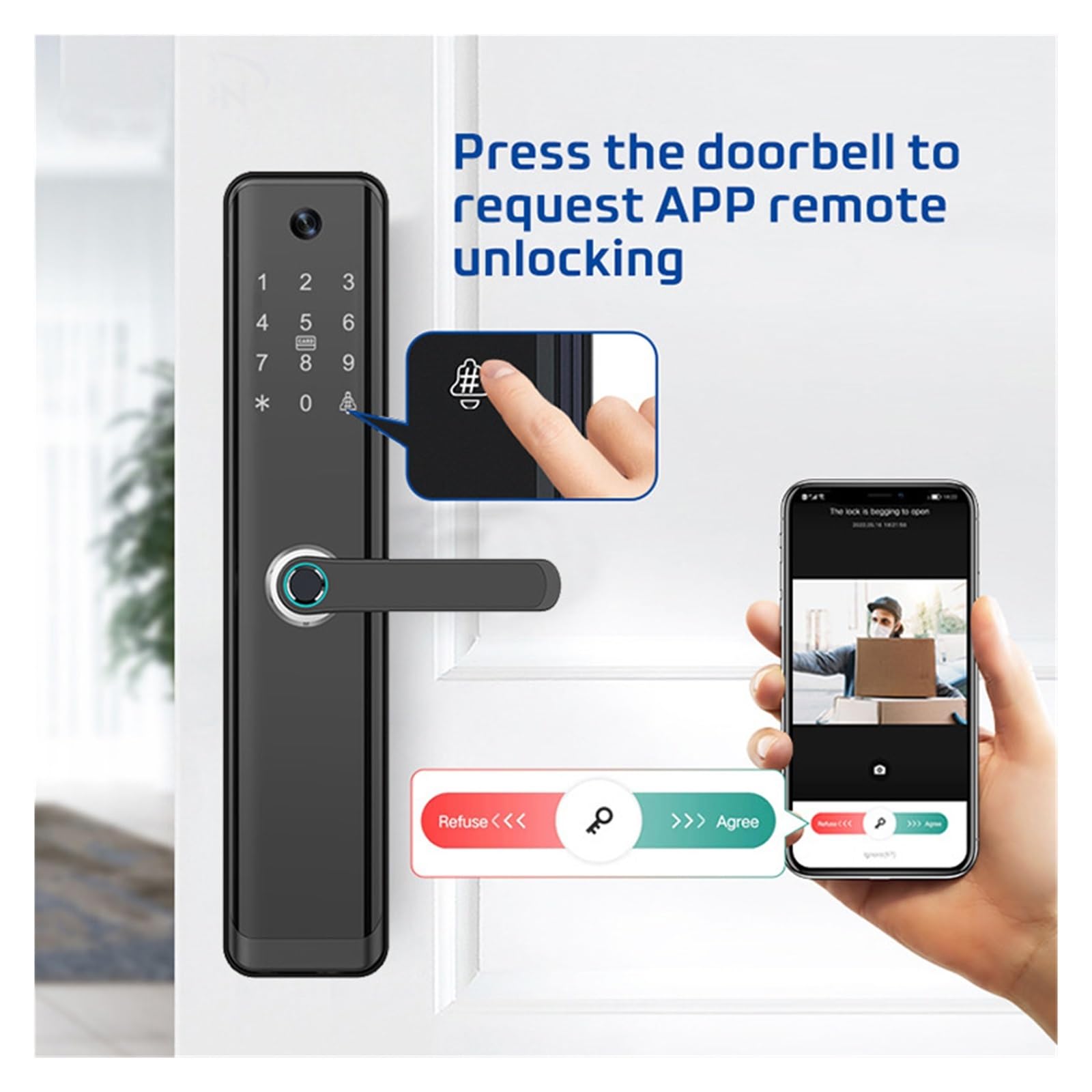 Wi-Fi Smart Fingerprint Door Lock with Handle