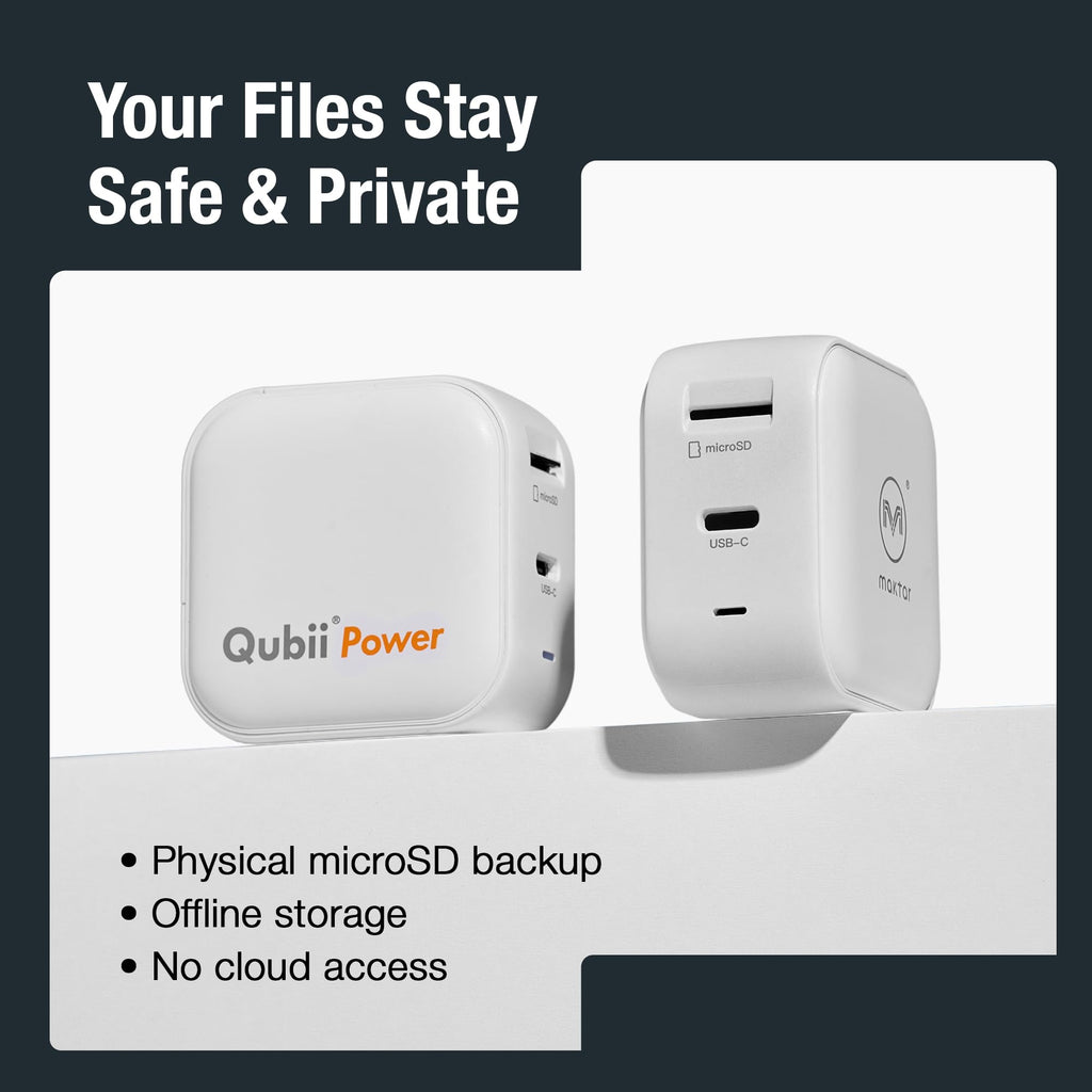 45W GaN Fast Charger & Auto Photo Backup Kit with 2-in-1 Cable and 256GB MicroSD