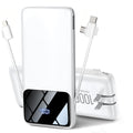 10,000mAh 15W Power Bank with Built-In Cables & Wall Plug