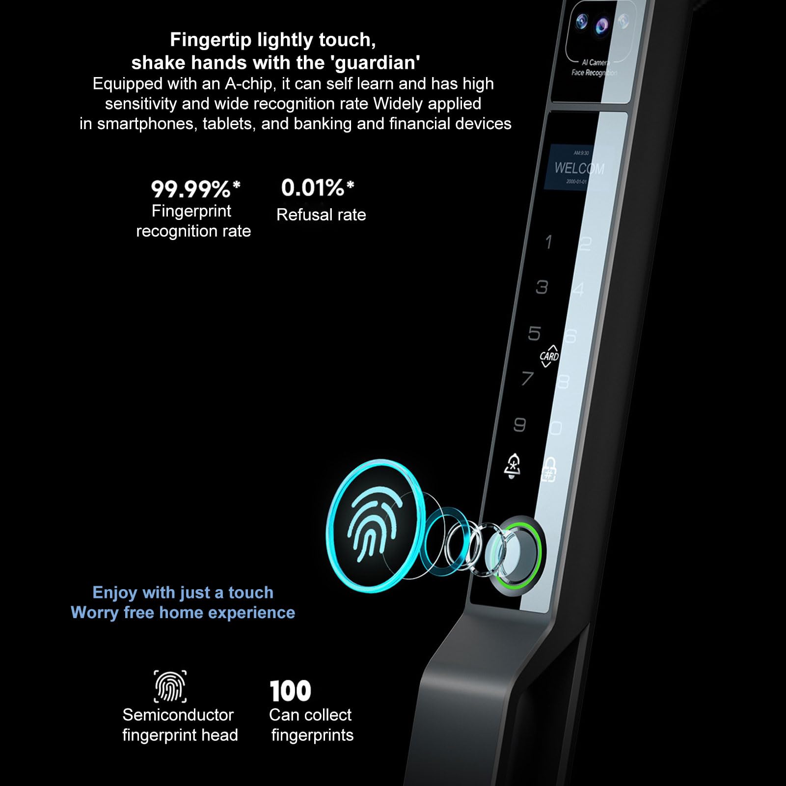 Wi-Fi Smart Keyless Fingerprint Door Lock with Handle