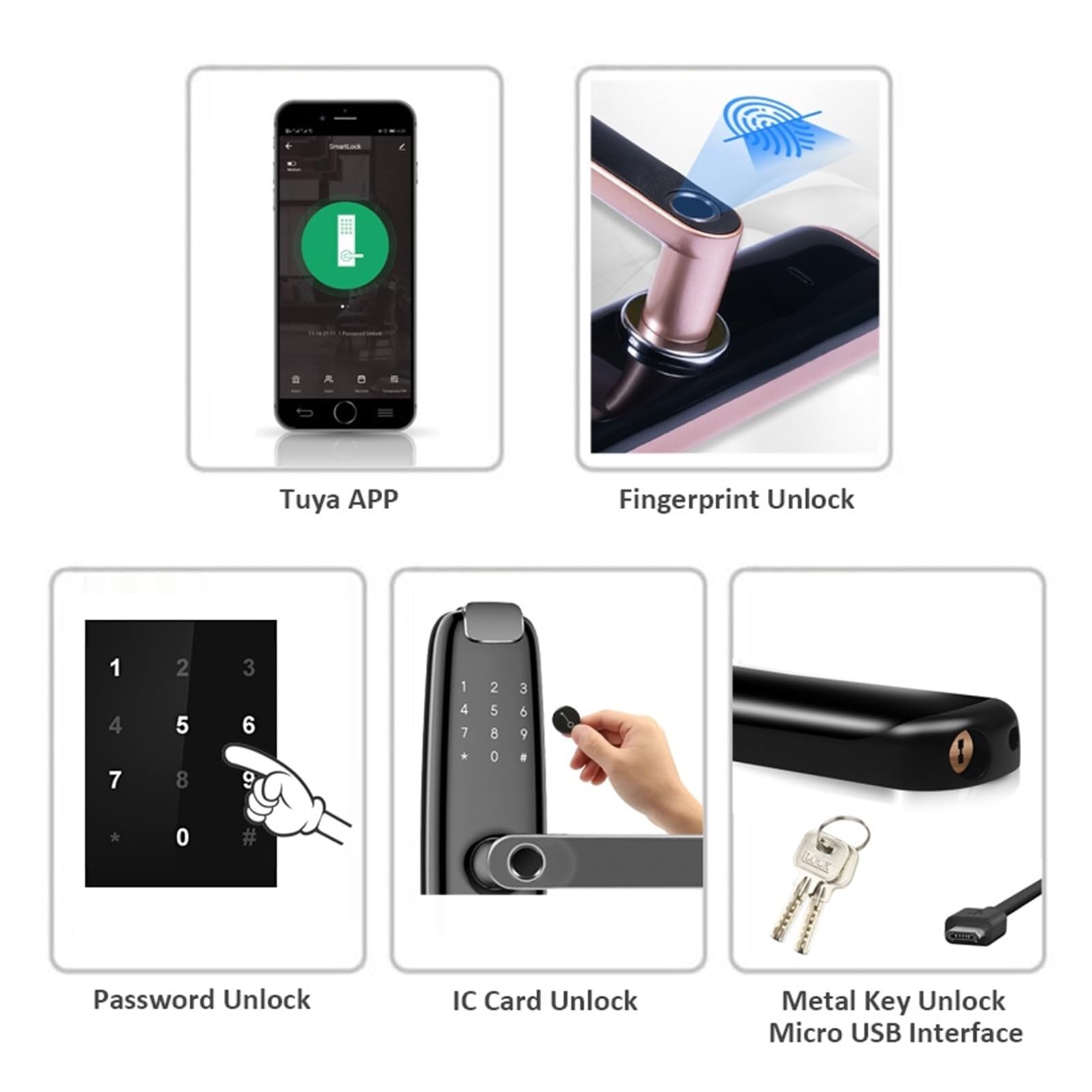 Wi-Fi Smart Fingerprint Door Lock with App, Keypad & RFID Access