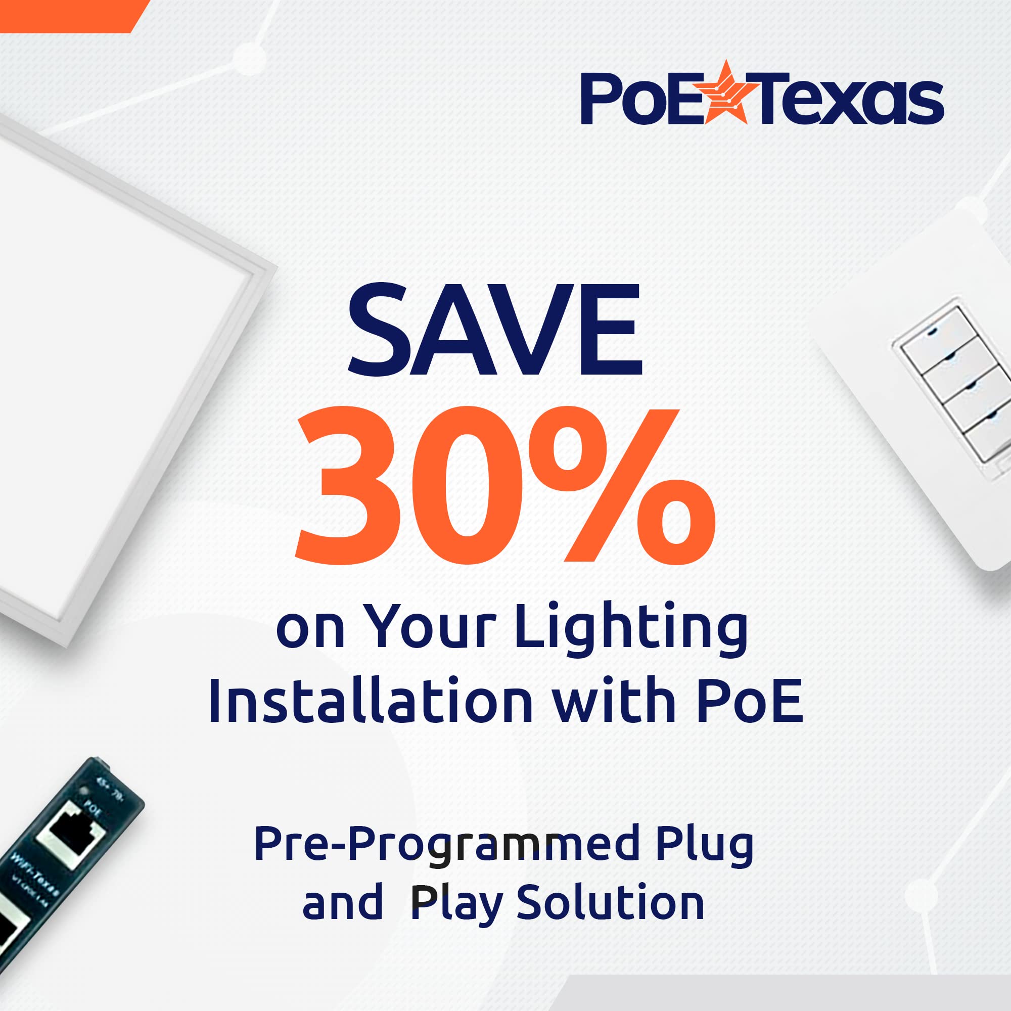 PoE Texas Managed LED Lighting - Single/Double Room Kit