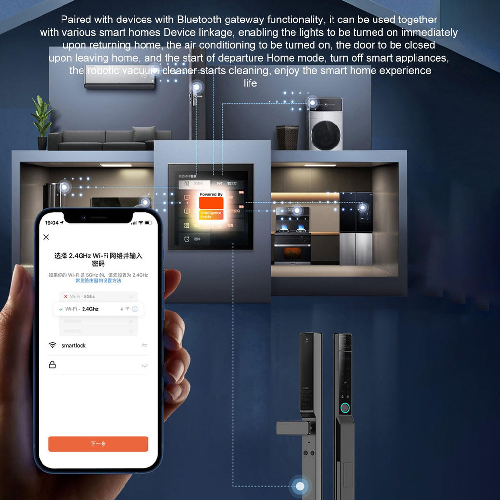 Wi-Fi Smart Keyless Fingerprint Door Lock with Handle