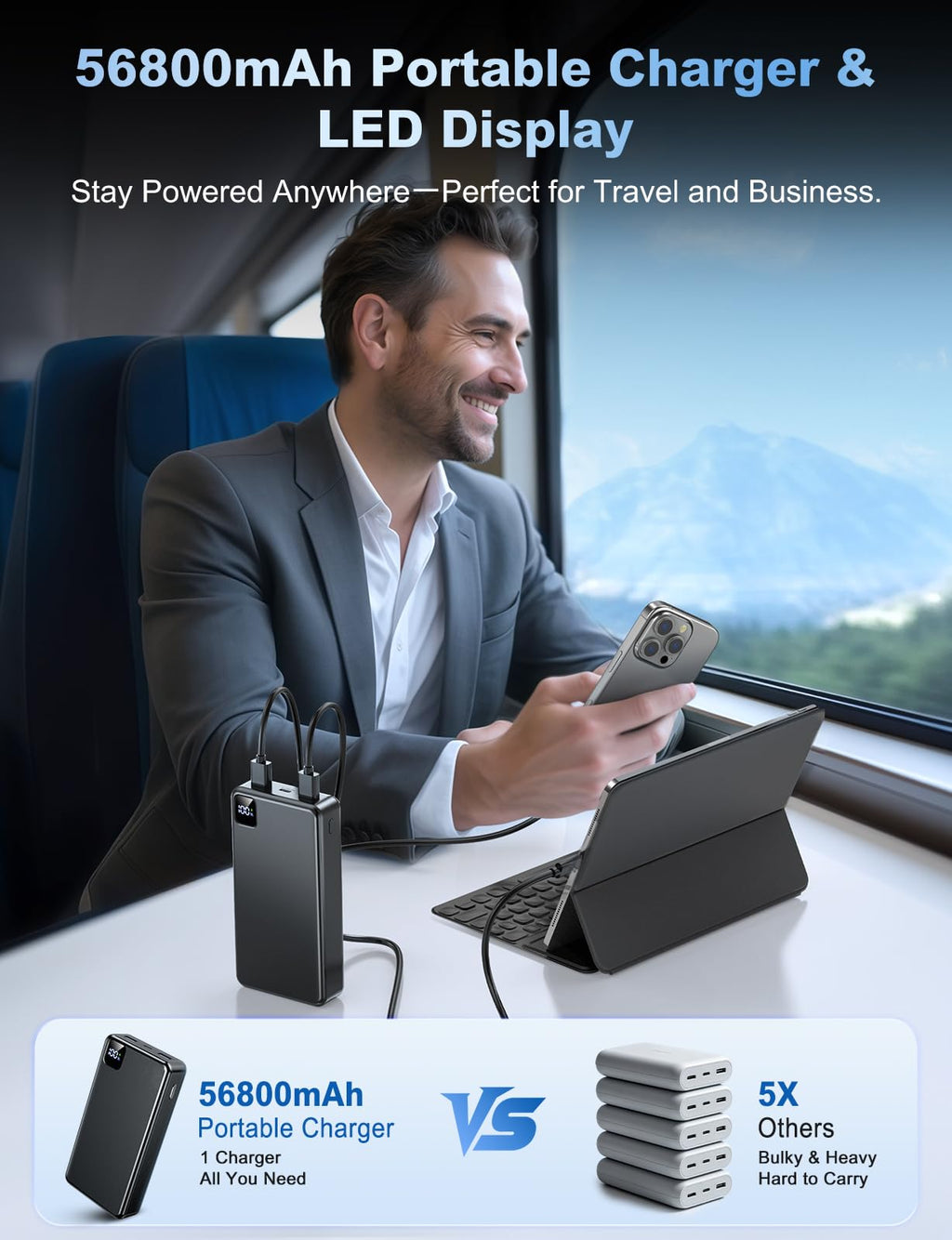 56800mAh 22.5W Fast-Charging Power Bank