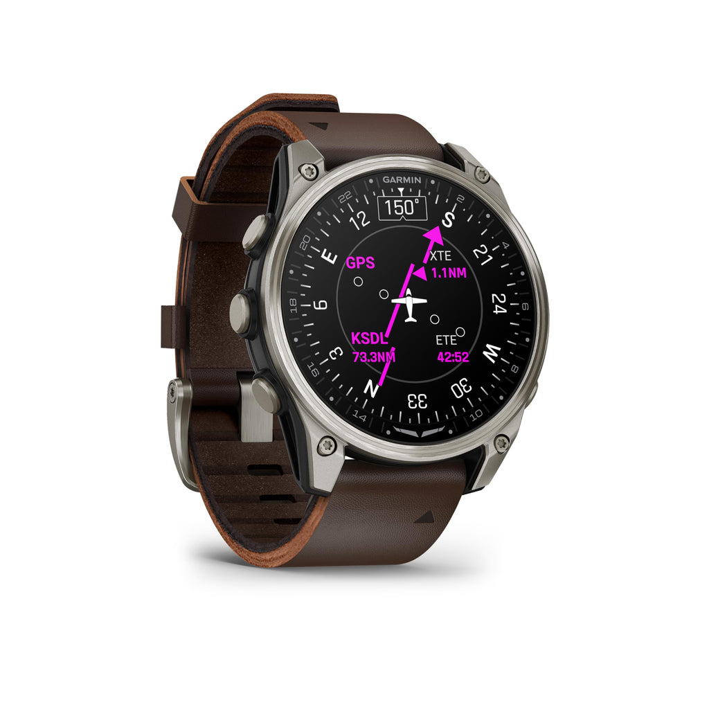 Premium GPS Aviator Smartwatch with Flight Maps, LED Flashlight & Titanium Case