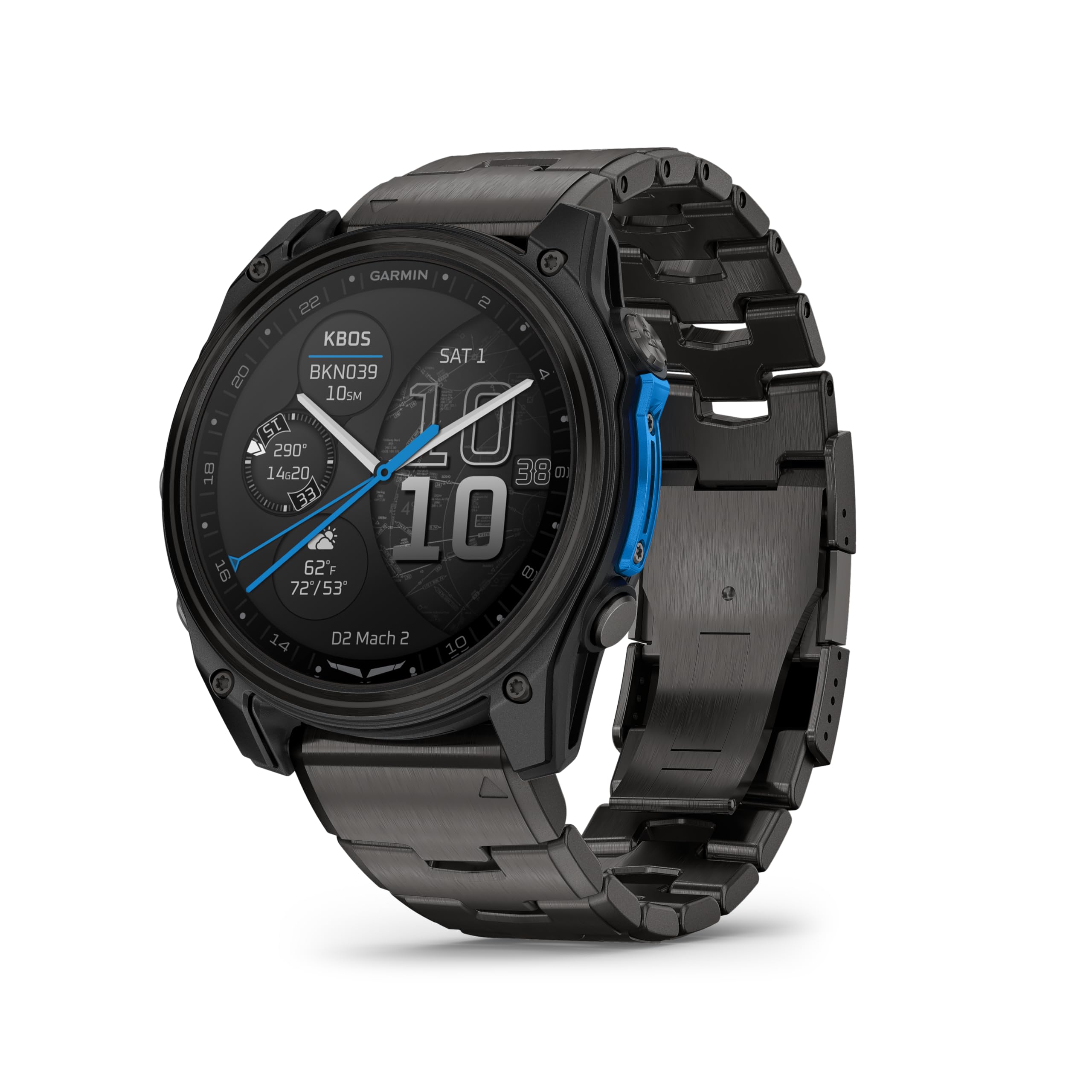 Premium GPS Aviator Smartwatch with Flight Maps, LED Flashlight & Titanium Case
