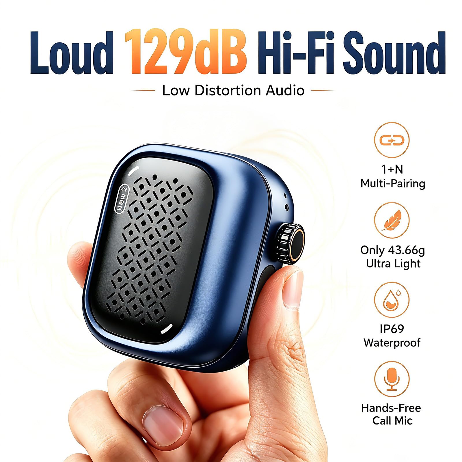 SBUSFGTMini Clip-On Wearable Bluetooth Speaker Wearable Bluetooth Speaker, 43g Mini Clip-On Bluetooth Speaker, 3 Wearable Ways, Ultra-Light, Dustproof for Hiking, Swimming, Shower, Outdoor Activities