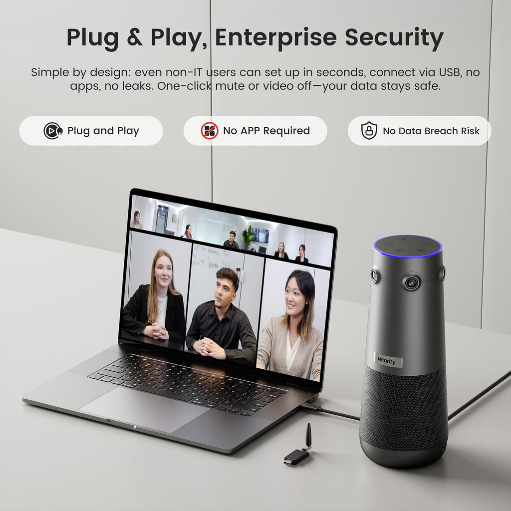 4K AI Video Conference Camera with Auto Framing & Noise-Cancelling Microphones