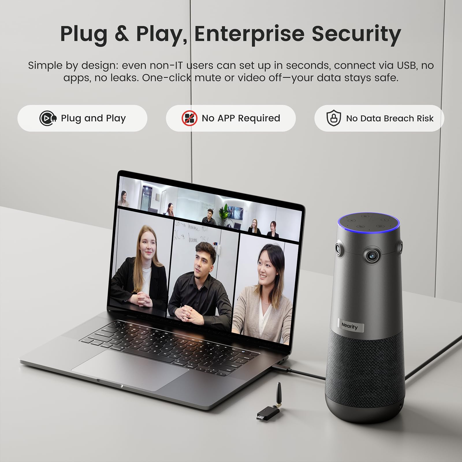 4K AI Video Conference Camera with Auto Framing & Noise-Cancelling Microphones