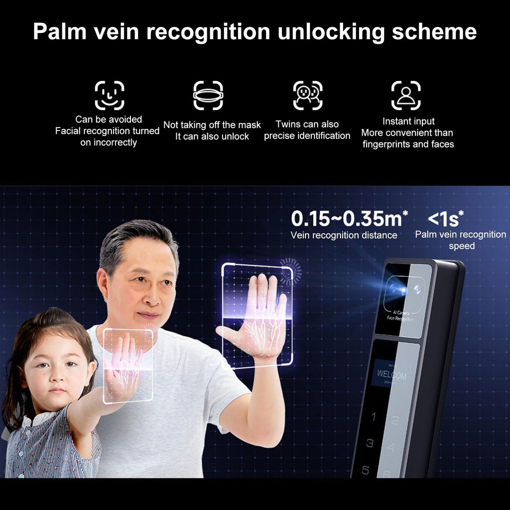 Wi-Fi Smart Keyless Fingerprint Door Lock with Handle