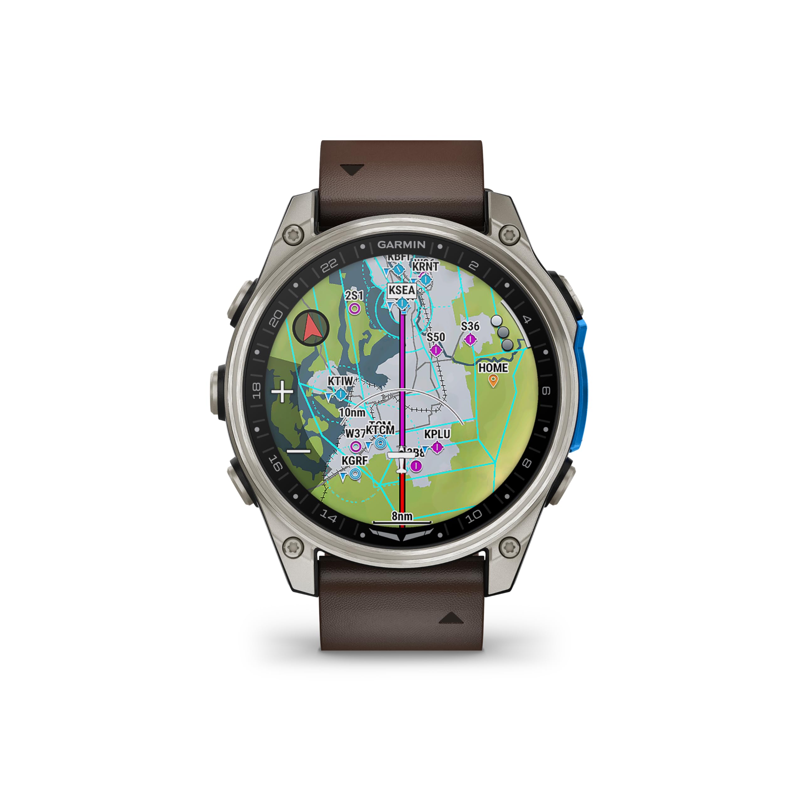 Premium GPS Aviator Smartwatch with Flight Maps, LED Flashlight & Titanium Case