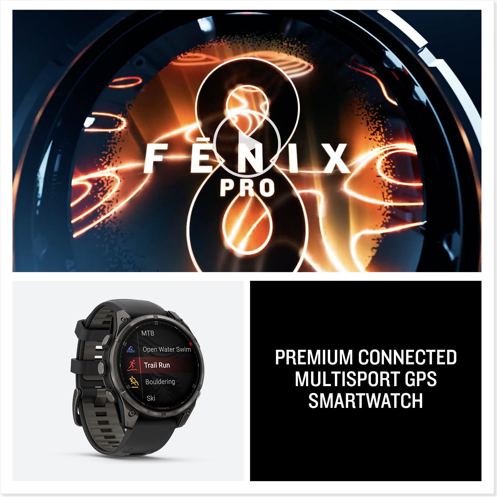 Premium Multisport GPS Smartwatch with AMOLED Display, Sapphire & Satellite SOS