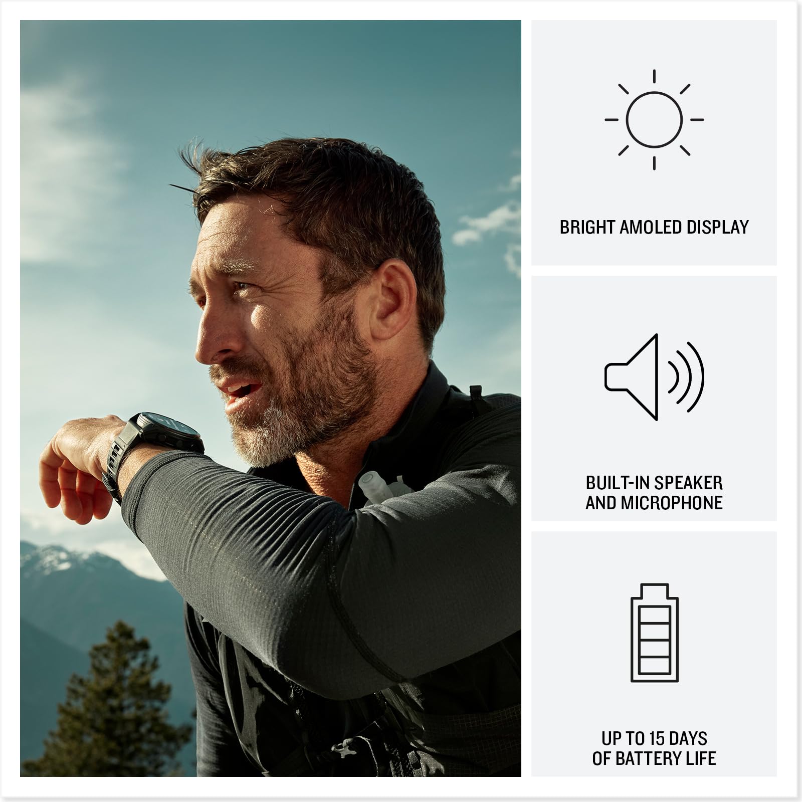 Premium Multisport GPS Smartwatch with AMOLED Display, Sapphire & Satellite SOS