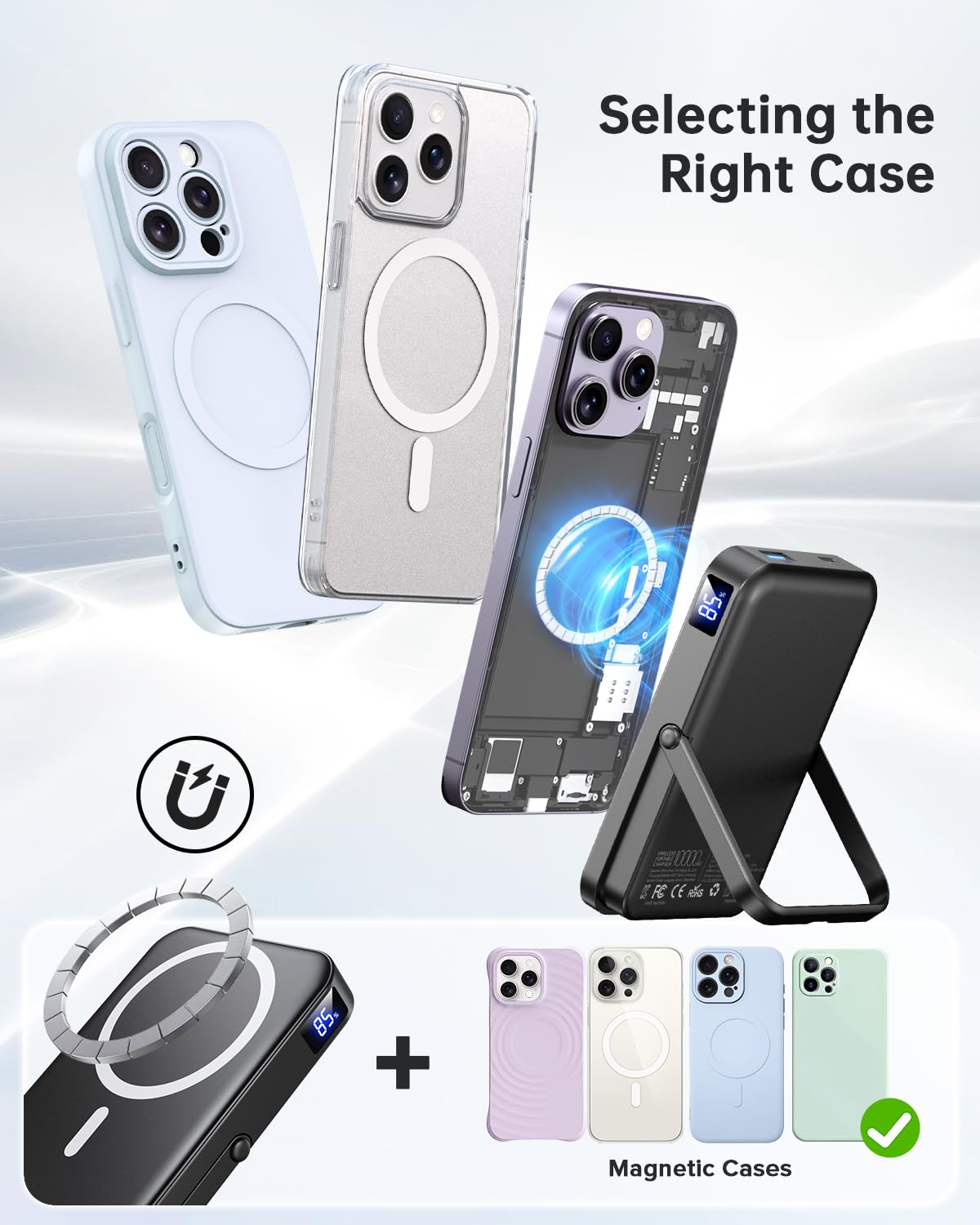 10,000mAh 22.5W Magnetic Power Bank with Foldable Stand