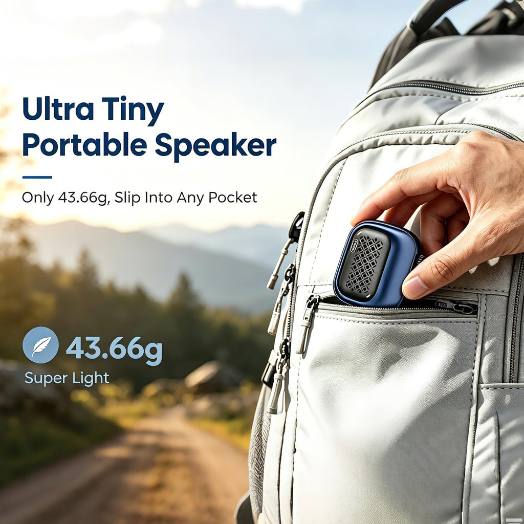 SBUSFGTMini Clip-On Wearable Bluetooth Speaker Wearable Bluetooth Speaker, 43g Mini Clip-On Bluetooth Speaker, 3 Wearable Ways, Ultra-Light, Dustproof for Hiking, Swimming, Shower, Outdoor Activities