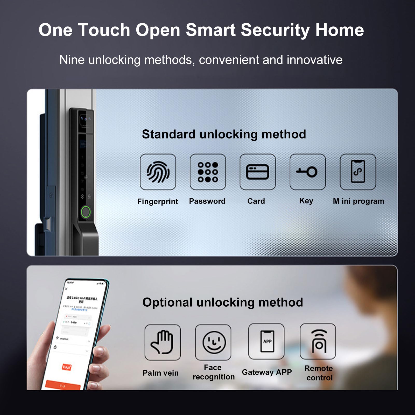 Wi-Fi Smart Keyless Fingerprint Door Lock with Handle