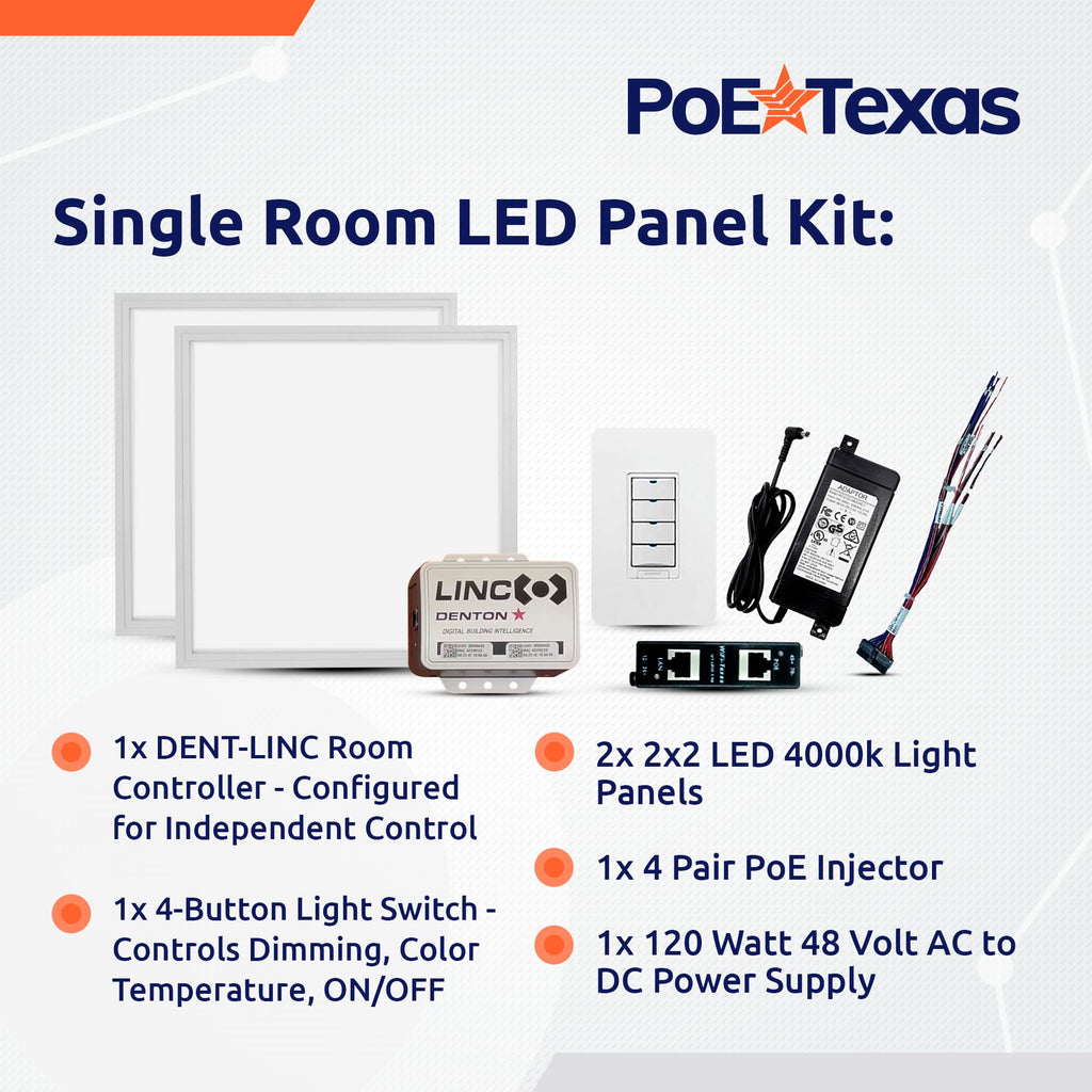 PoE Texas Managed LED Lighting - Single/Double Room Kit