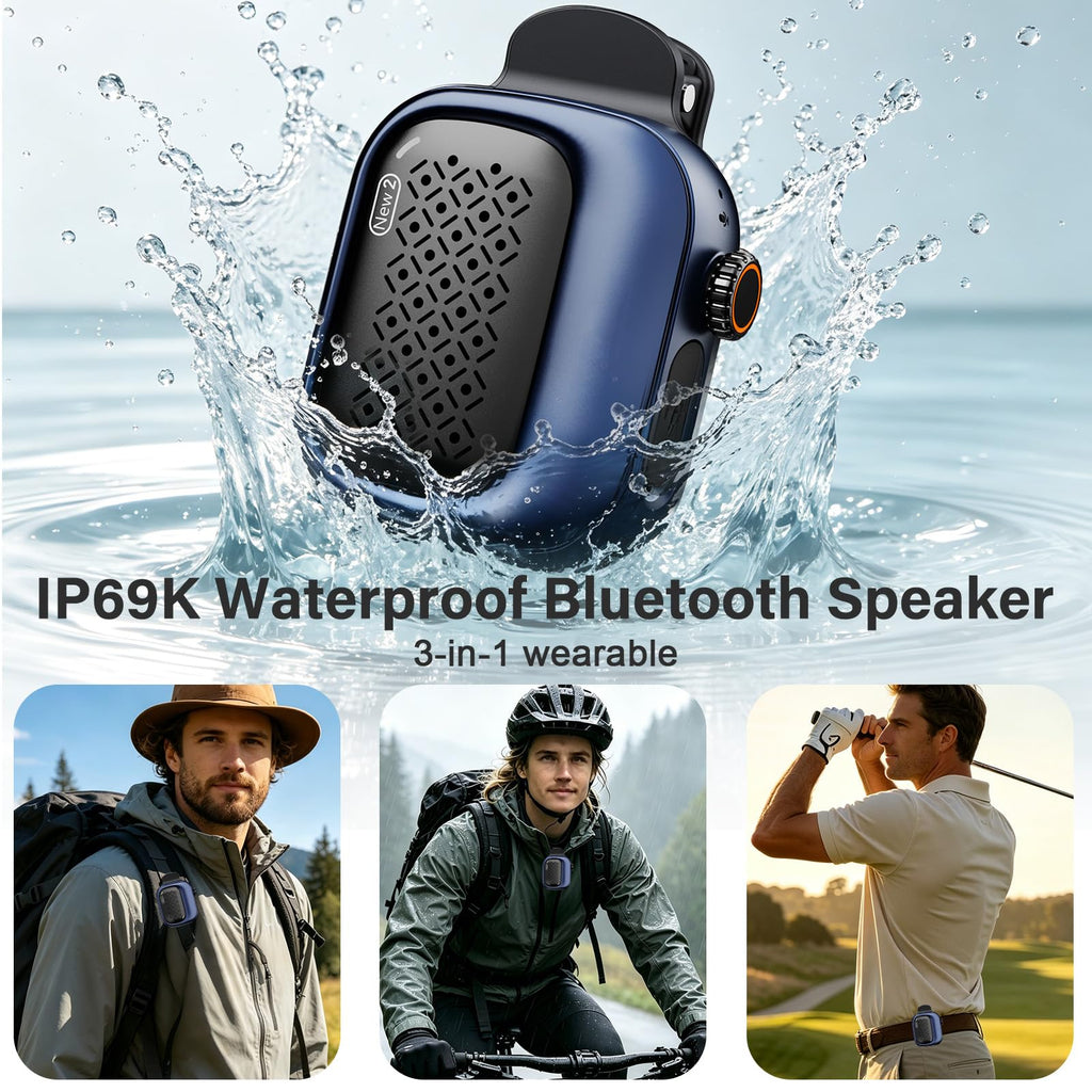 SBUSFGTMini Clip-On Wearable Bluetooth Speaker Wearable Bluetooth Speaker, 43g Mini Clip-On Bluetooth Speaker, 3 Wearable Ways, Ultra-Light, Dustproof for Hiking, Swimming, Shower, Outdoor Activities