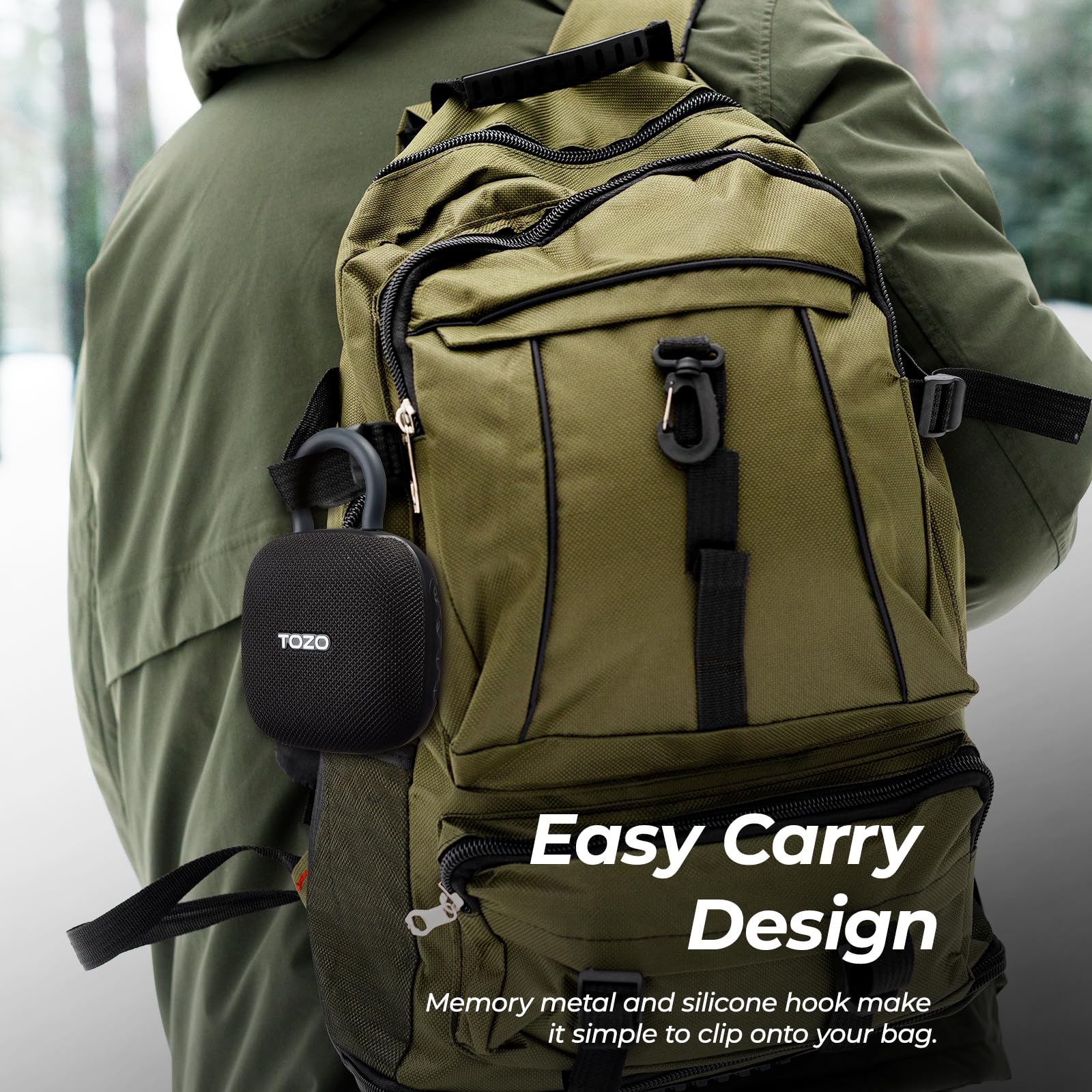Portable Bluetooth Shower Speaker with Carabiner, IPX8 Waterproof & 32-Hour Battery