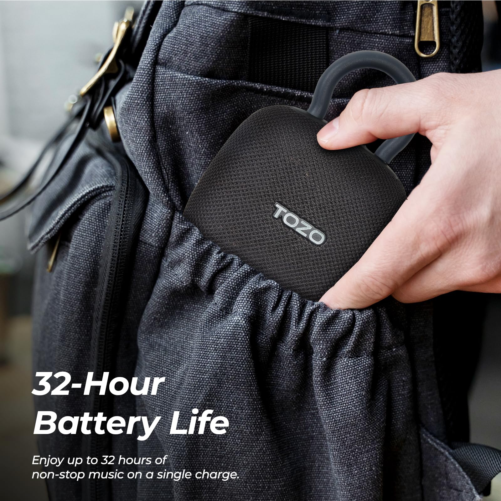 Portable Bluetooth Shower Speaker with Carabiner, IPX8 Waterproof & 32-Hour Battery