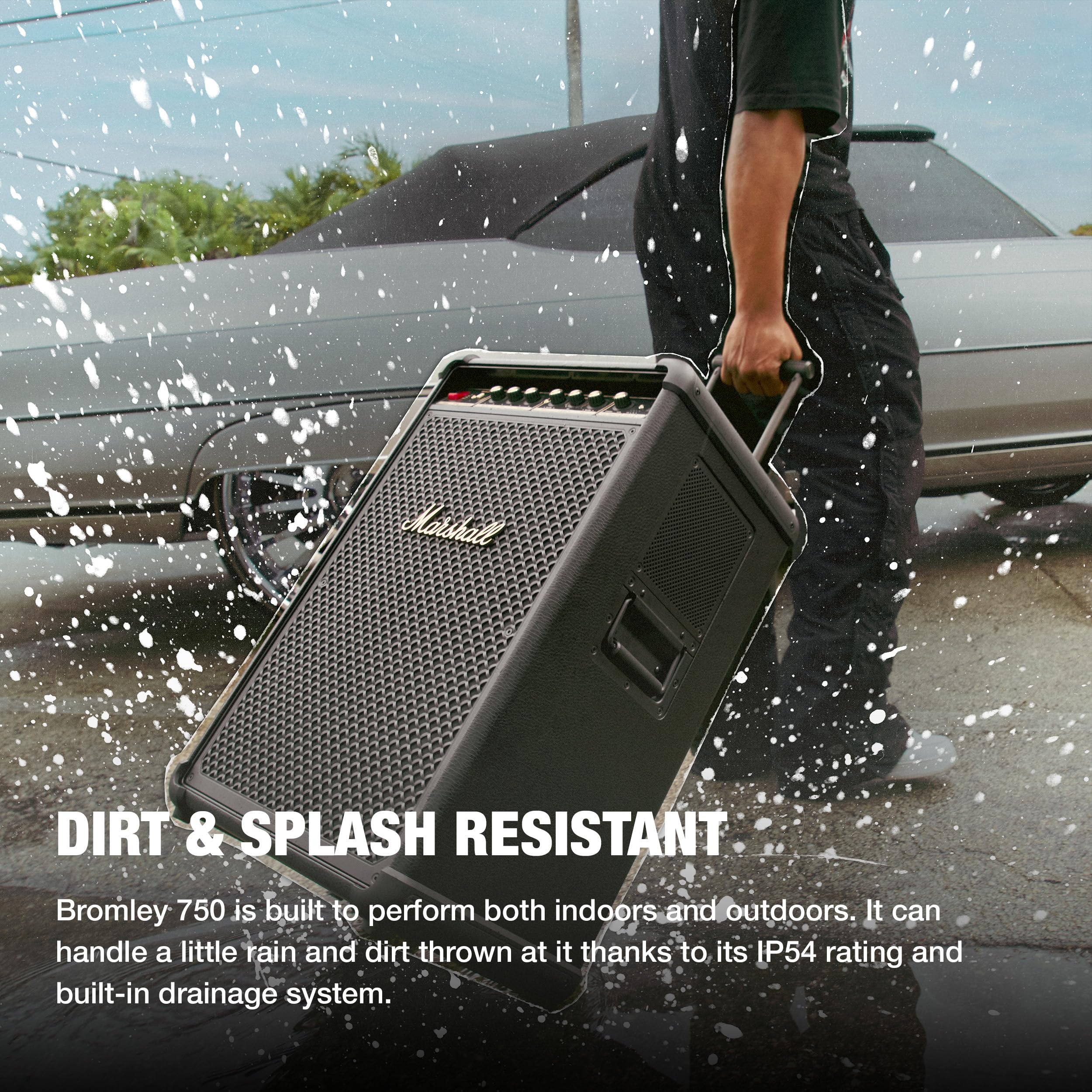 Portable Wireless Party Speaker with Bass Controls, LED Lights & Multi-Input Connectivity
